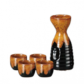 Sake Set Mino Ware (Black&Tenmoku Brown)