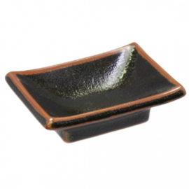 Yuzu Tenmoku Rectangle Soy Sauce Dish 10x7x4cm